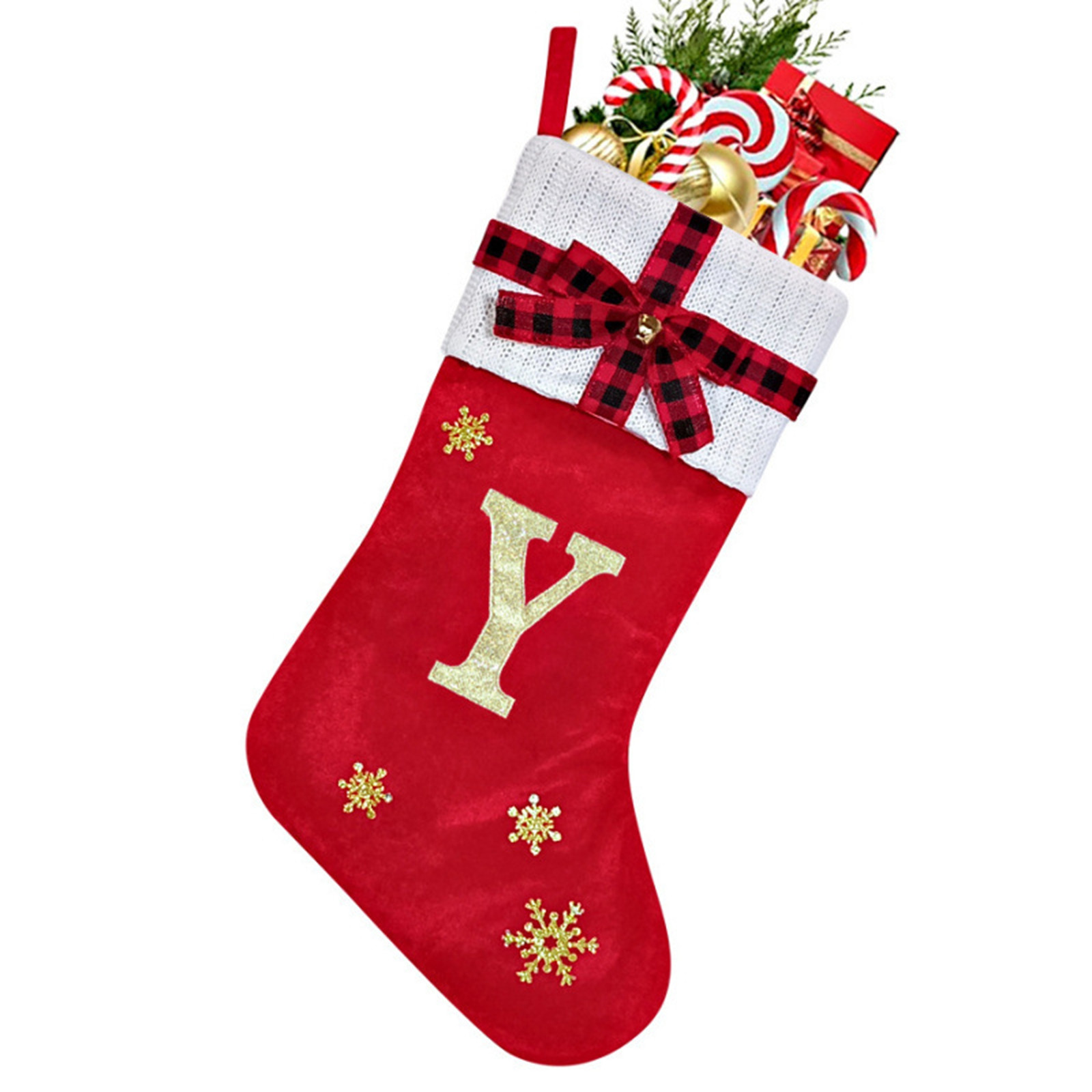 thumbnail image 2 of Calcetines Grandes Rojos Decorativos Con Letras Bordadas Y Colgantes De Diseño, 2 of 2